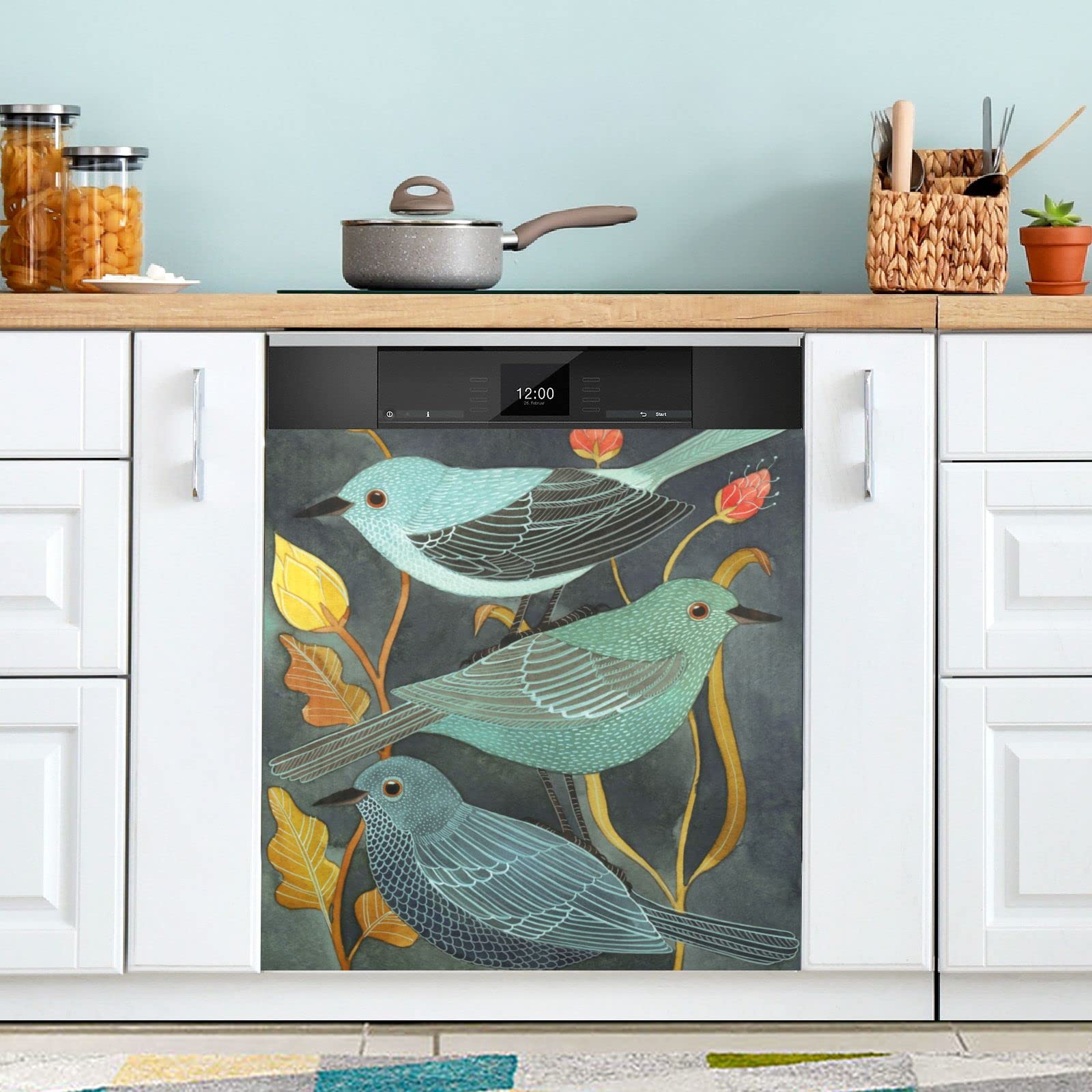 Deco magnetique pour lave vaisselle - Fleurs de griffonnage