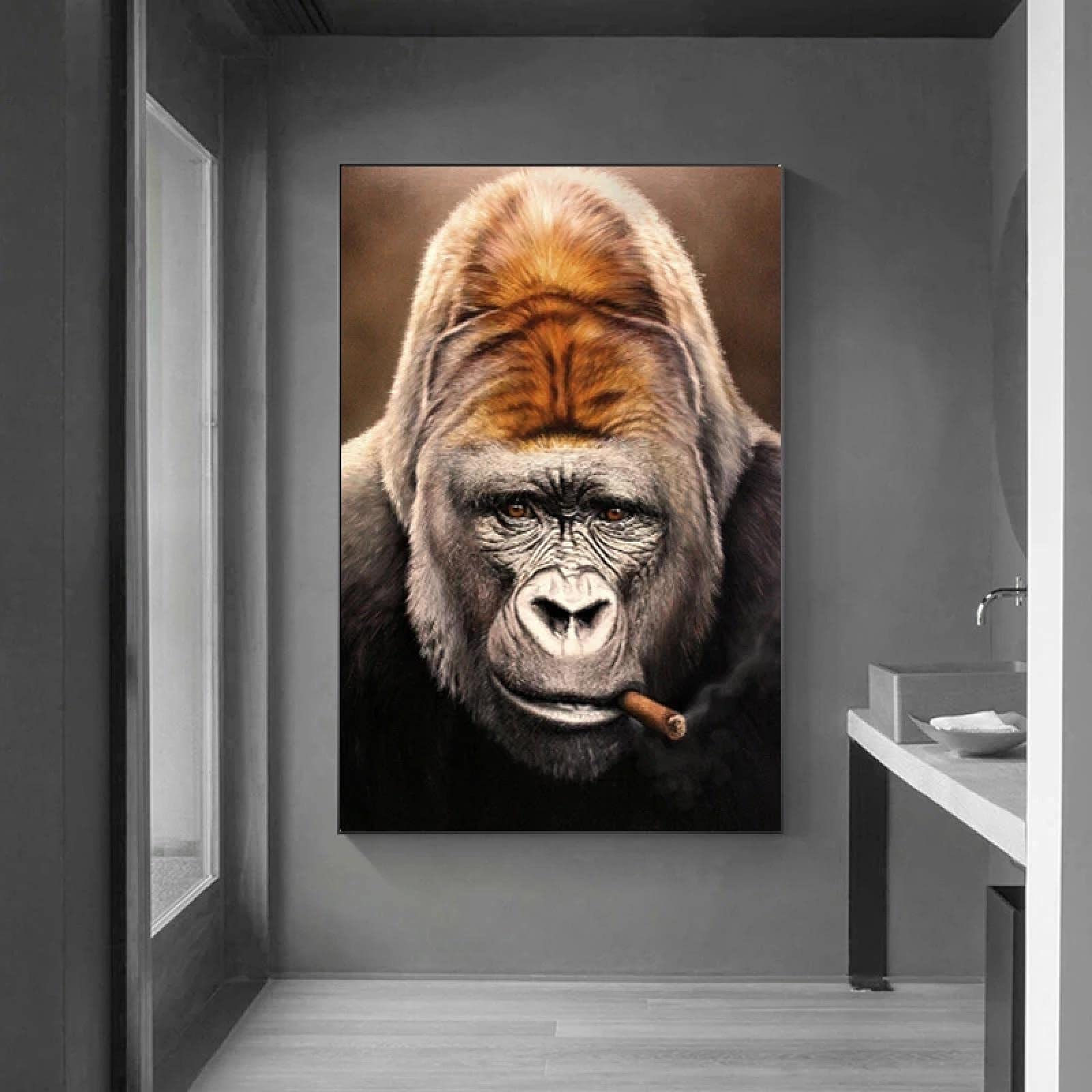 Amazon.co.jp: 抽象ゴリラモンキー絵画動物のポスターとプリント