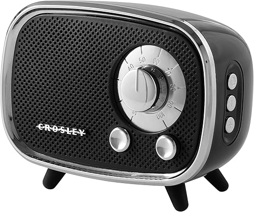 Altavoz Crosley CR3039A-BK Rondo Retro portátil recargable con Bluetooth, color negro
