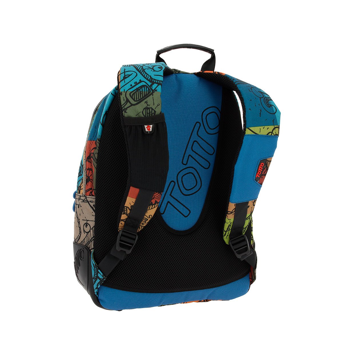 Totto - Zaino Scuola, Modello Crayola, Capacità 19,59 Litri, Tasca Alimenti, Schienale ergonomico con Air Flow, Spallacci a S per un Maggior Comfort, Resistente, Stampa Multicolor