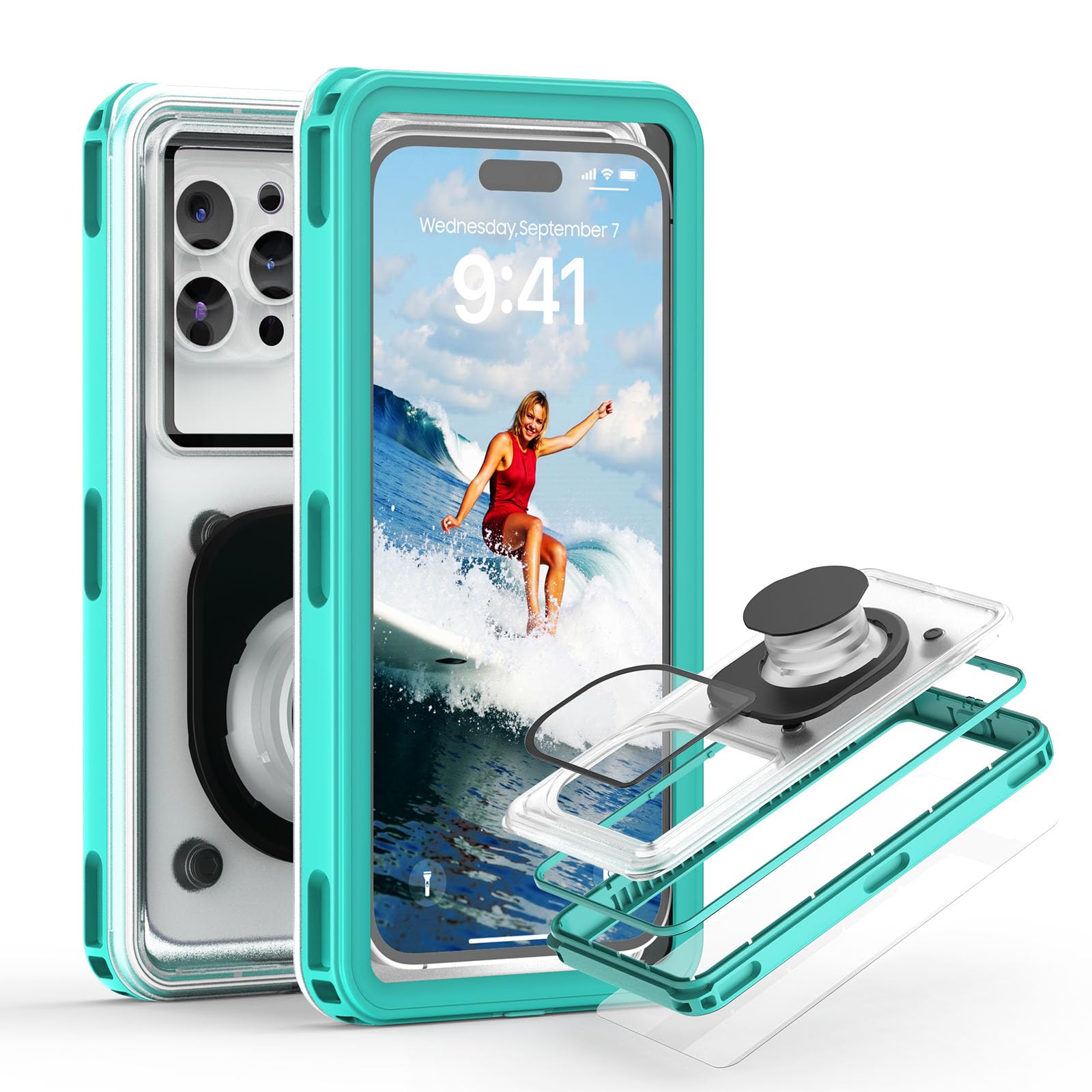 YIMONA wasserdichte Handytasche,Upgraded IPX8 6,9 Zoll Unterwasser Handyhülle zum Schnorcheln Universal handyhülle wasserdicht,Unterwasserbildschirm berührbar,Full-HD Bildschirm, Lila