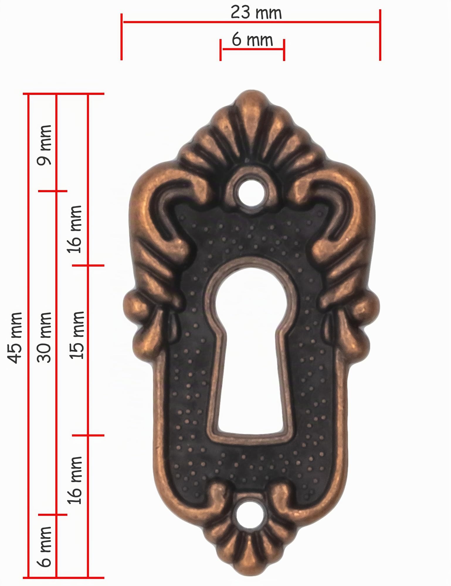 FUXXER® Set di 6 targhette antiche per chiavi e rosette, design vintage in rame