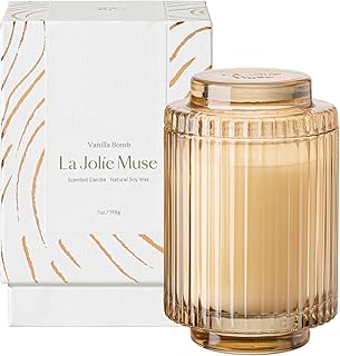 LA JOLIE MUSE Vanilla Bomb Candle, Candle Gifts for Women&Men, Natural Soy Candles for Home Scented, Luxury Jar Candle, 40 Hours Burning Time, 7oz