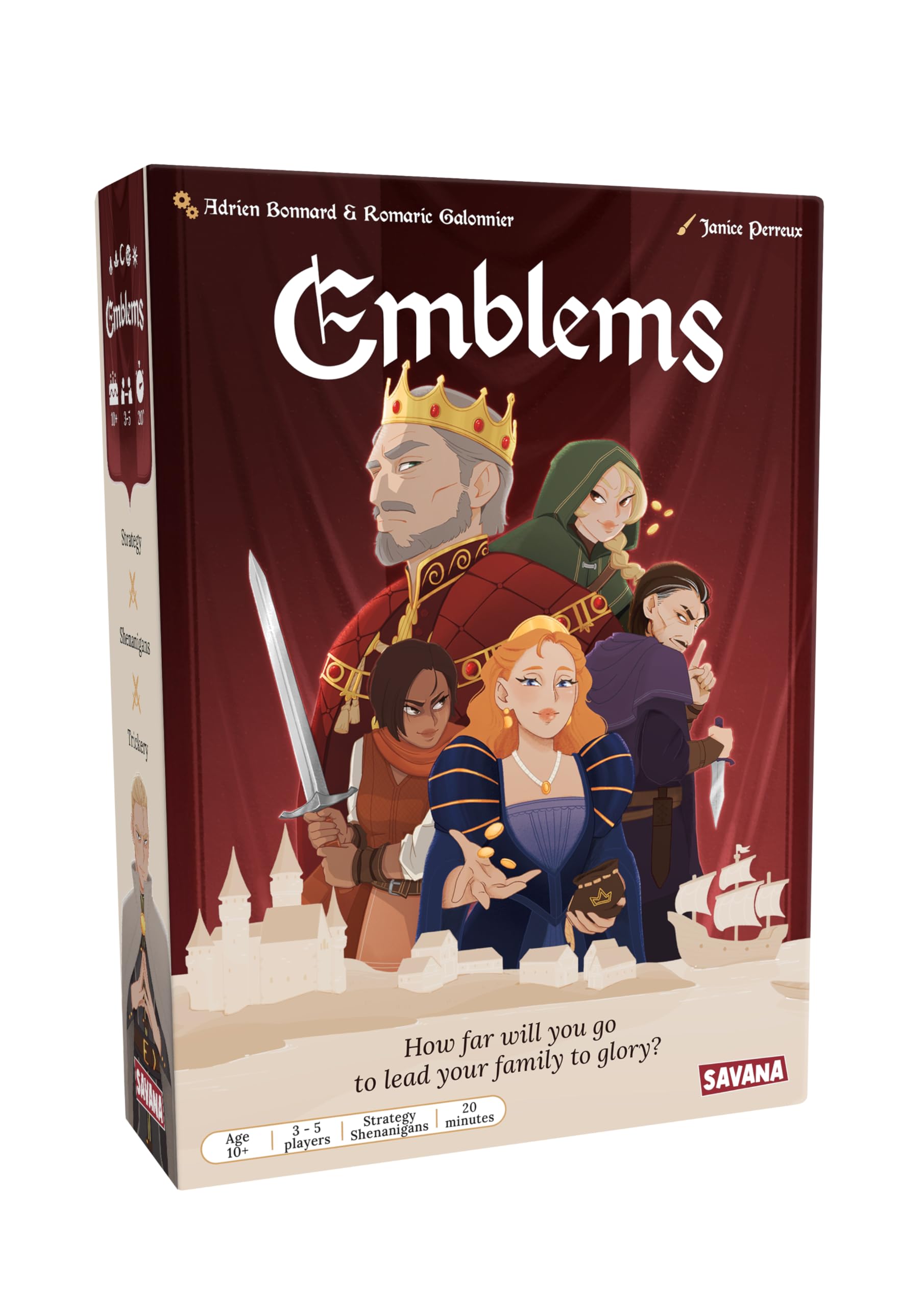 SAVANA Emblems – Strategic Card Game for Families – English Version - Battle for Power in a Divided Kingdom – Ages 10+, 3–5 Players, 20-Minute Gameplay