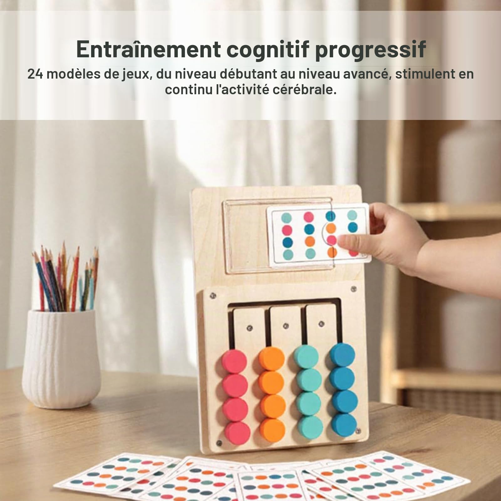 Jeu de Mémoire en Bois pour Seniors, 12 Cartes pour l'Entraînement Cérébral, Activité de Stimulation Cognitive pour Personnes Agées, Prise en Main Facile