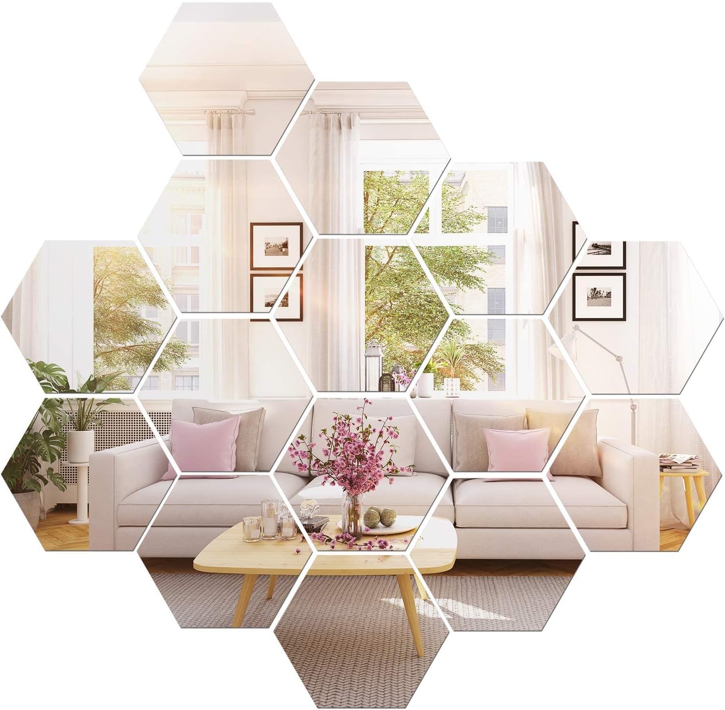 BBTO 15 Pieces Mirror Sheets Flexible Non Glass Mirror Plastic Mirror Self Adhesive Tiles Mirror Wall Stickers (2.5 Inch)
