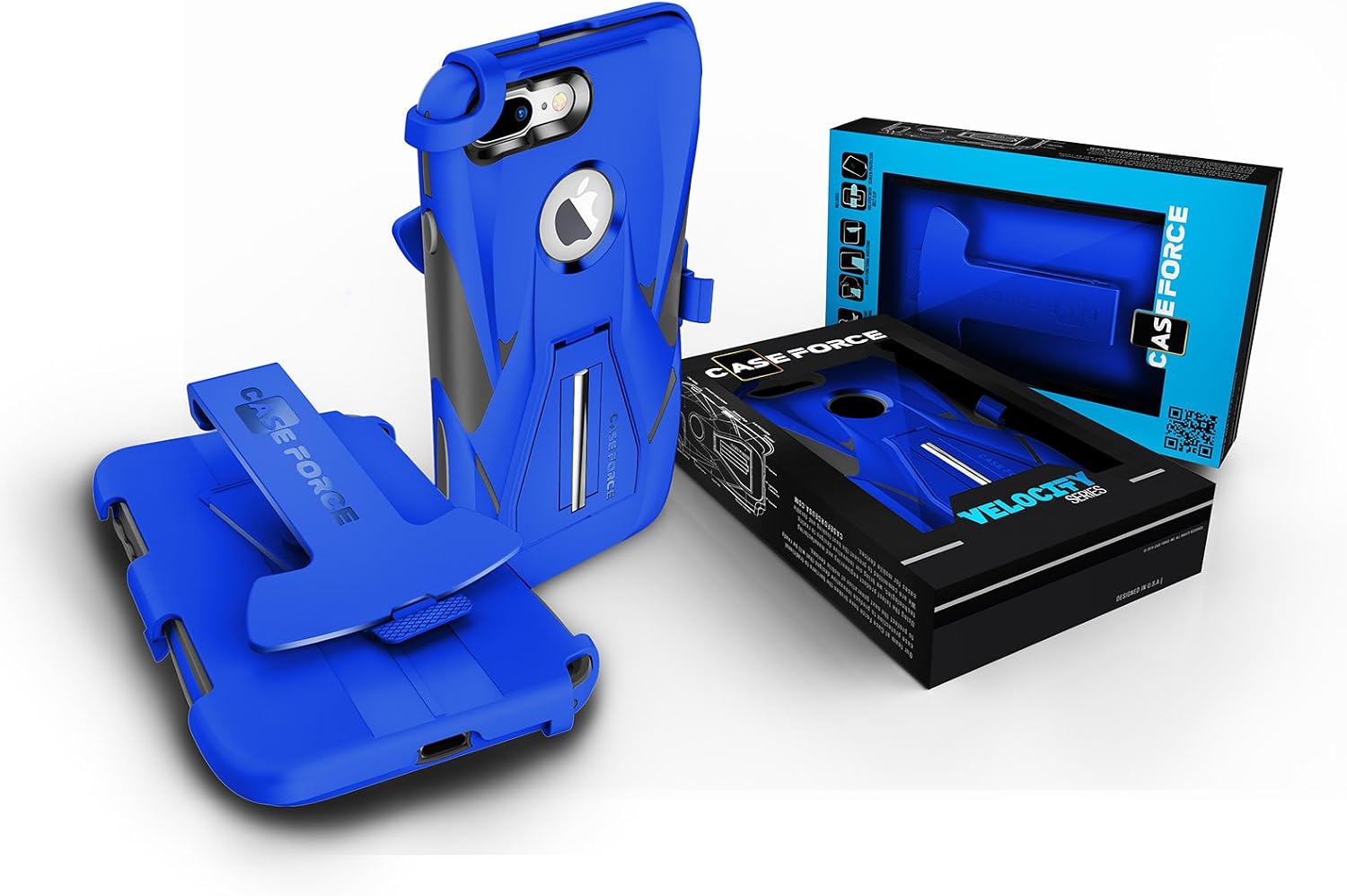 iPhone 7 Plus Case, CASE FORCE [Velocity Series] World's First High Velocity Impact Resistance Case, Multi-Functional Kickstand+Swivel Belt Clip Holster+Screen Protector for iPhone 7 Plus (Blue/Gray)
