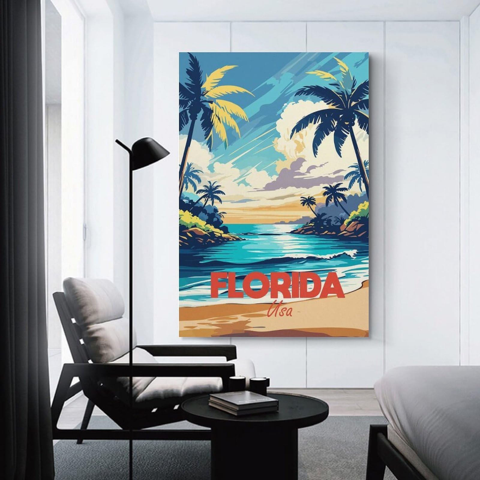 Junmoney Florida Beach Travel Canvas Wall Decor 24x36inch(60x90cm), for Home Lounge, Bedroom Or Reading Nook, A Home Accent with Warm Character
