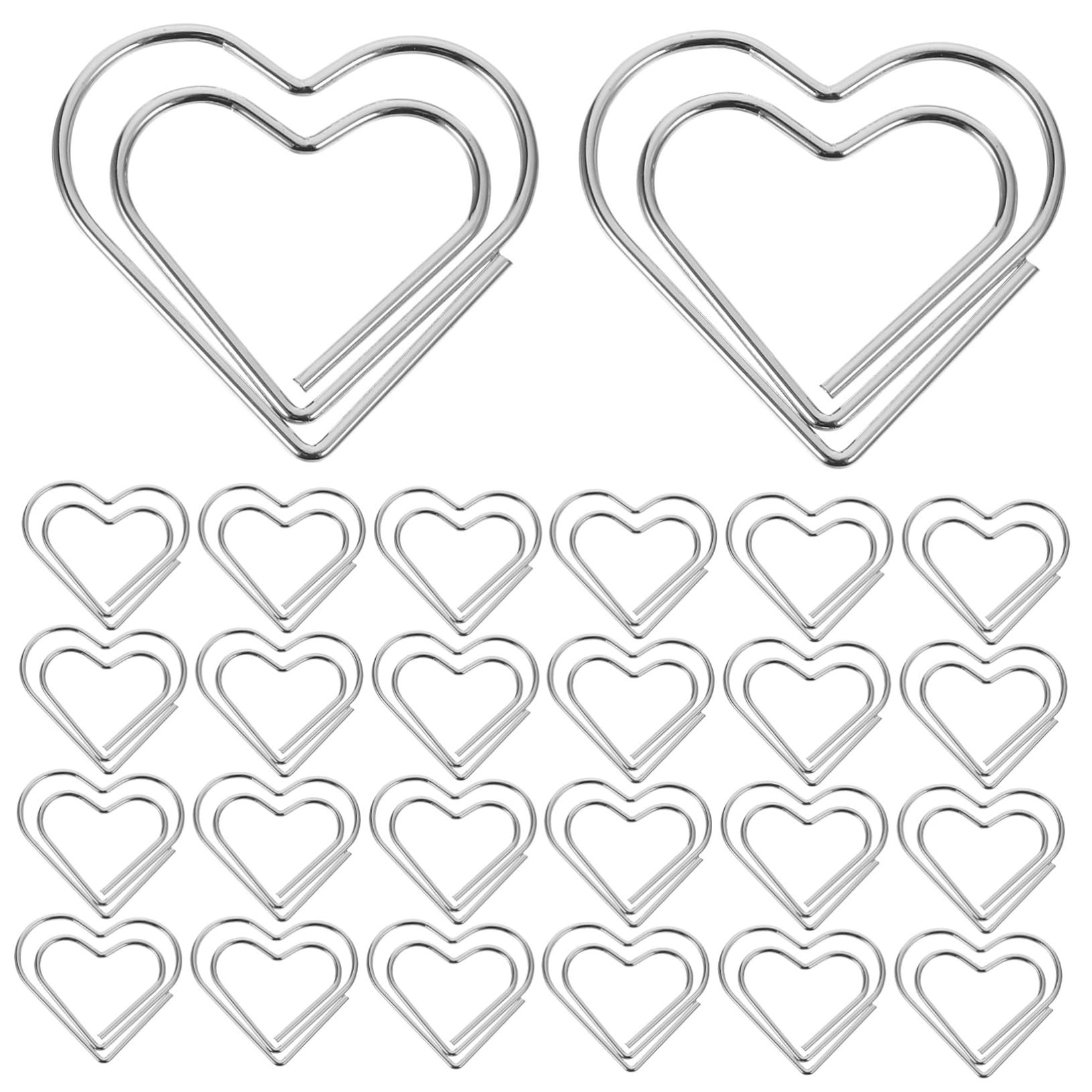 OSALADI 4 Sätze Liebe Büroklammer Herz Form Größe Büroklammern Papierverschlüsse Mini-büroklammern Lesezeichen Büroklammer Dokumentclips Neuheit Büroklammer Silber Metall 100 Stück * 4