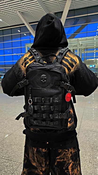 ByTheR Men's Tactical Backpack, Compact Military Hiking Pack, Black | Compact tactical backpack with reinforced construction, padded mesh back, compression straps, and practical storage