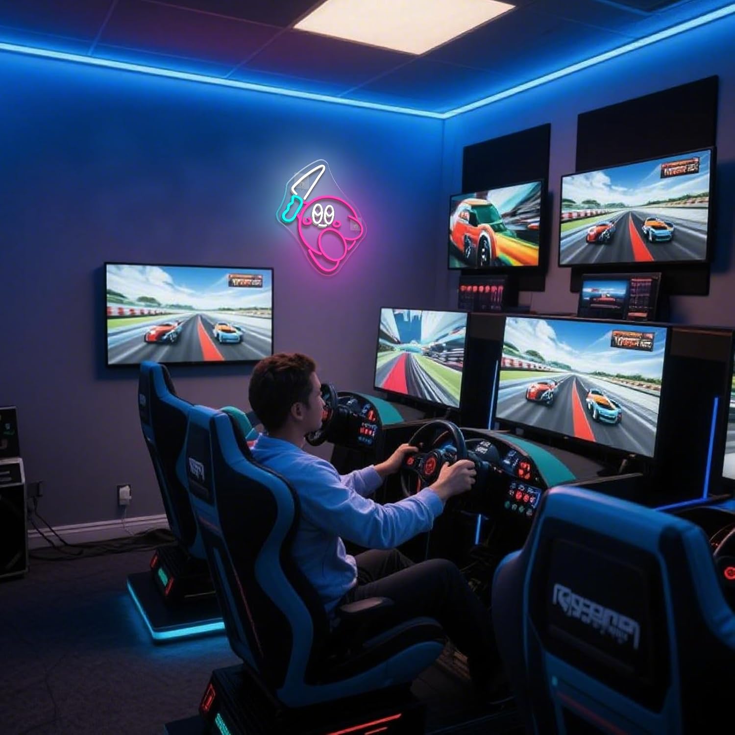 Kirbee Knife Neon Sign, LED USB Gaming Neon Light Sign for Boys Bedroom, Dimmable Cute Animal Led Signs for Wall Decor, Game Room Decoration, Gamer Fans Birthday Gifts - Image 9