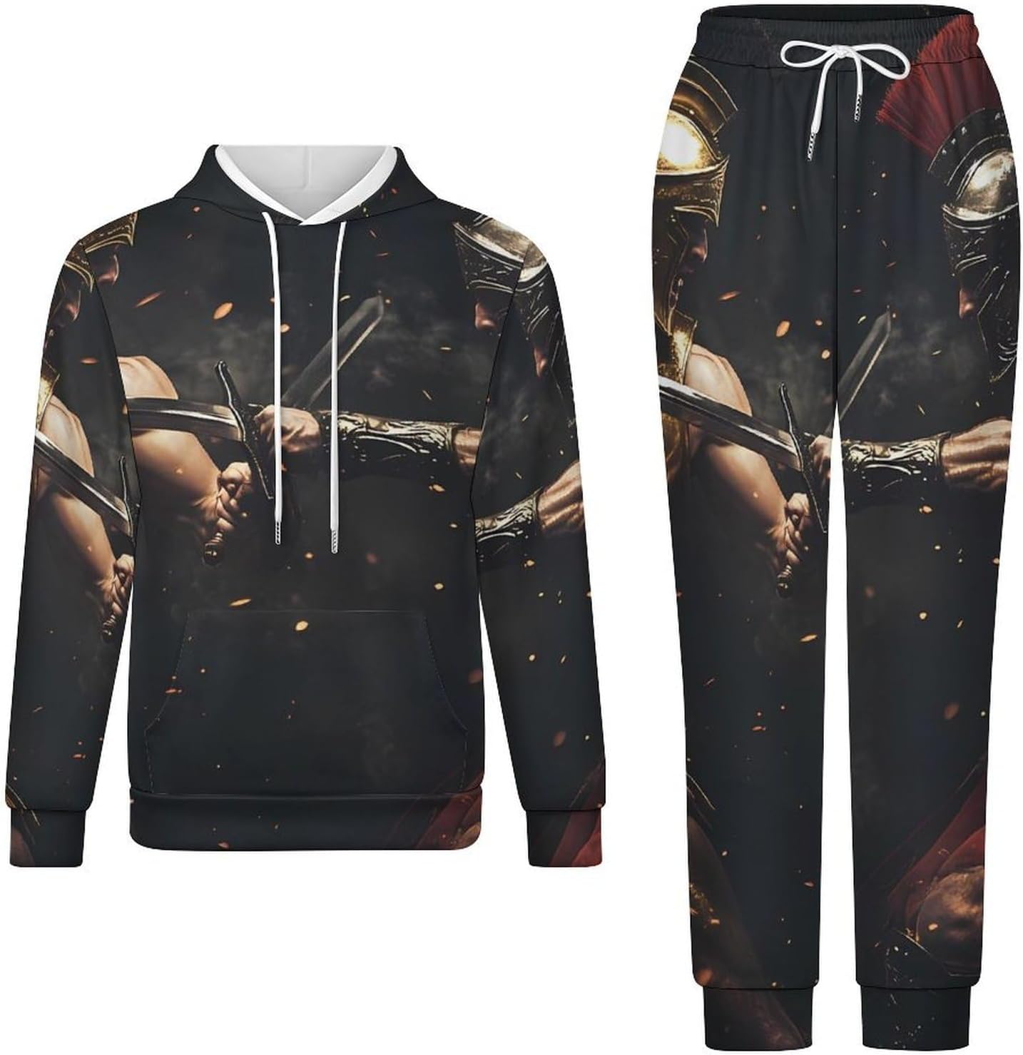 Medievalwarrior Shield Saber Men's Hooded Set Casual 2 Pieces Suits Pullover Tracksuit Hoodies And Sweatpants