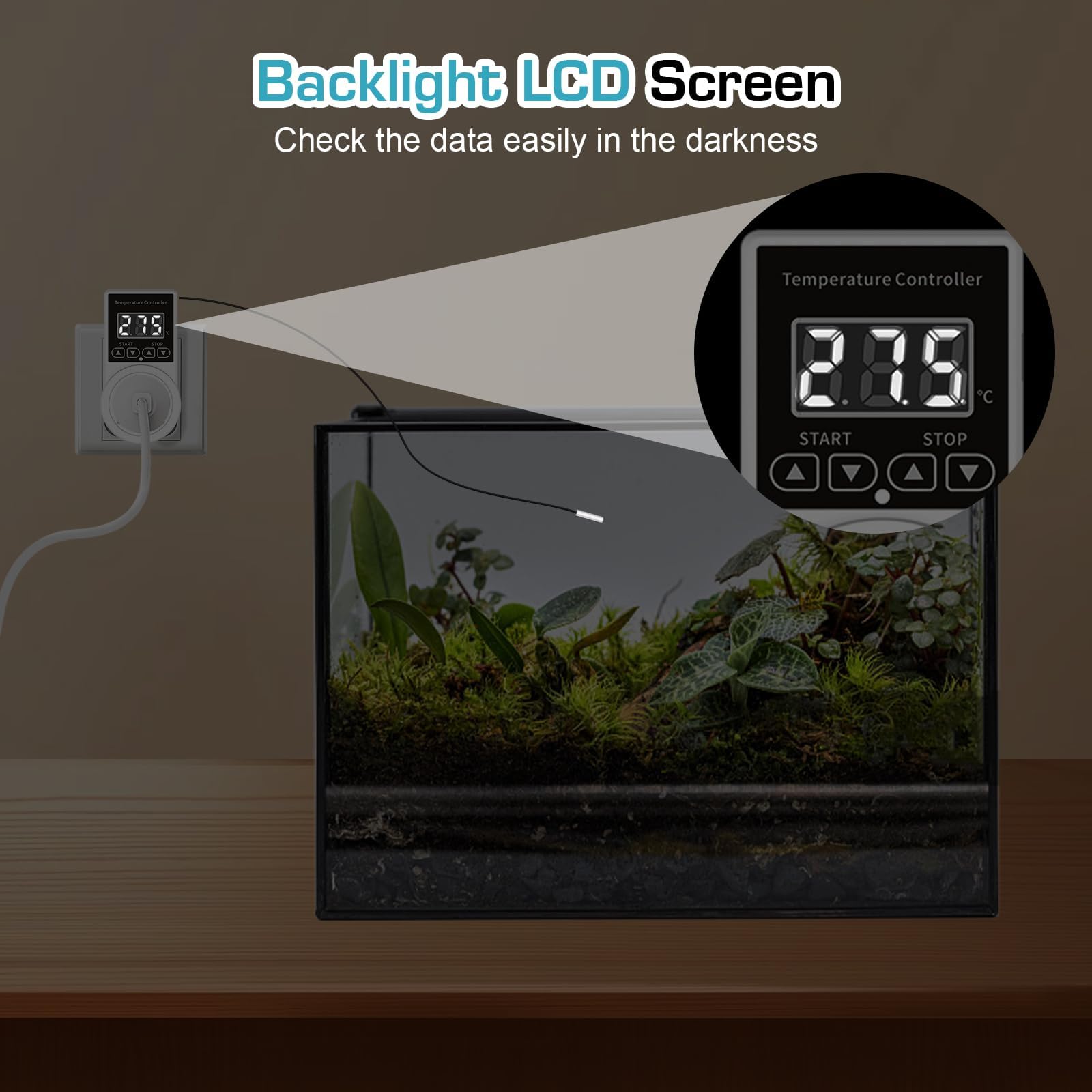 GOMETY 2 prese termostatiche, regolatore di temperatura digitale 230 V, termostato di raffreddamento con sonda LCD, termostato digitale per serra, acquario, terrario, rettili