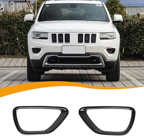 Hoolcar Cubierta de faros antiniebla delanteros, marco de repuesto compatible con Jeep Grand Cherokee 2014-2016, color negro