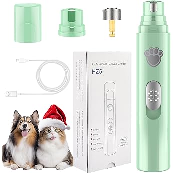 Low Vibration Dog Nail Grinder with LED Light – 2-Speed Quiet Nail Trimmer for Small & Medium Dogs, Cats, and Other Pets Professional Grinder