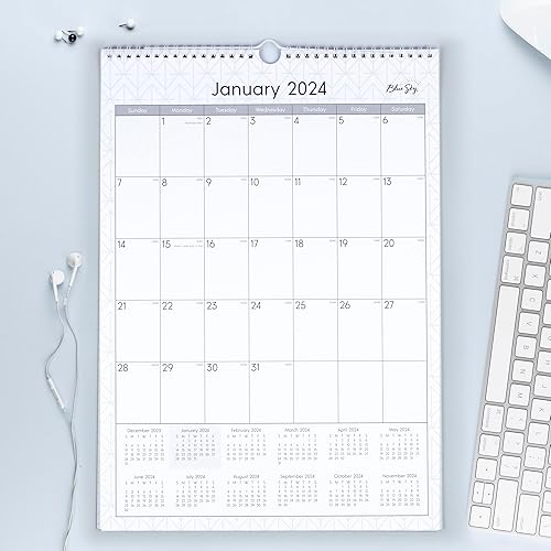 Miniatura 3 de Blue Sky Calendario mensual de pared 2024, enero a diciembre, 12 x 17 pulgadas, encuadernado con alambre, bloques anchos, empresa (117373-24)