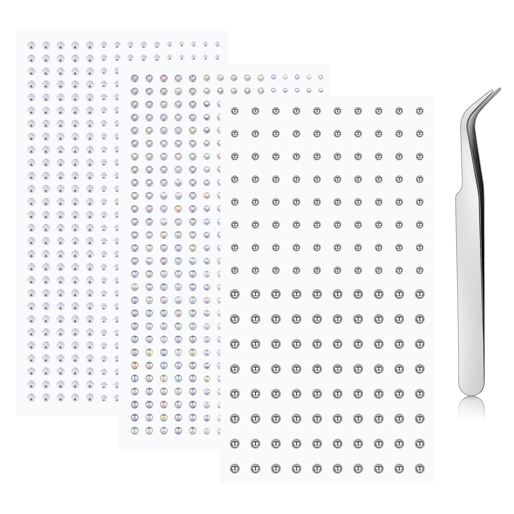 NIUSIMAN Fake Nose Piercing Gem Sticker Stud 3 Sheets Fake Lip Piercing Fake Nose Stud Non Piercing Eyebrow Stick On Eyebrow Bling Face Gems Ear Nose Body Non Piercing Jewelry 2/2.5/3/4MM