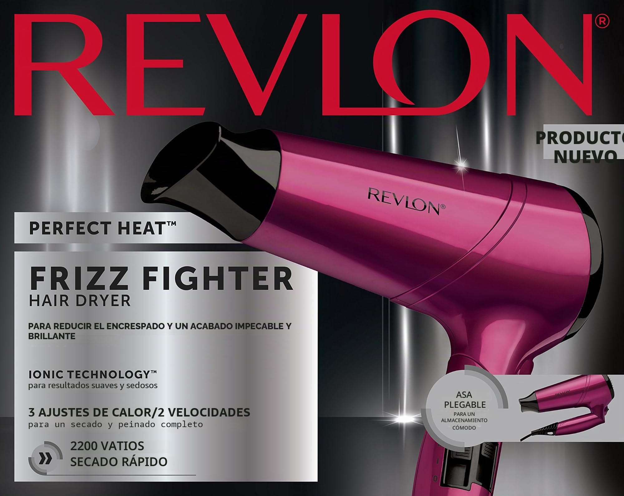 Revlon RVDR5229 Secador Perfect Heat Frizz Fighter, 2200W, Mango plegable