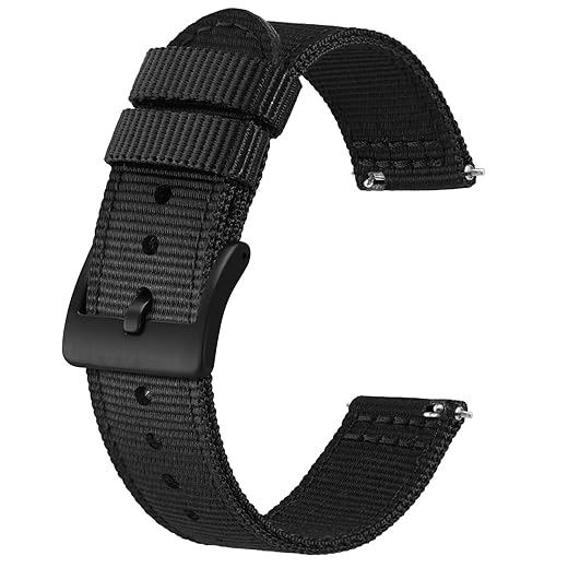 BISONSTRAP Men’s Nylon Watch Bands, Two-Piece Military Watch Straps, Quick Release, Brushed Buckle, Band Width 18mm 19mm 20mm 22mm
