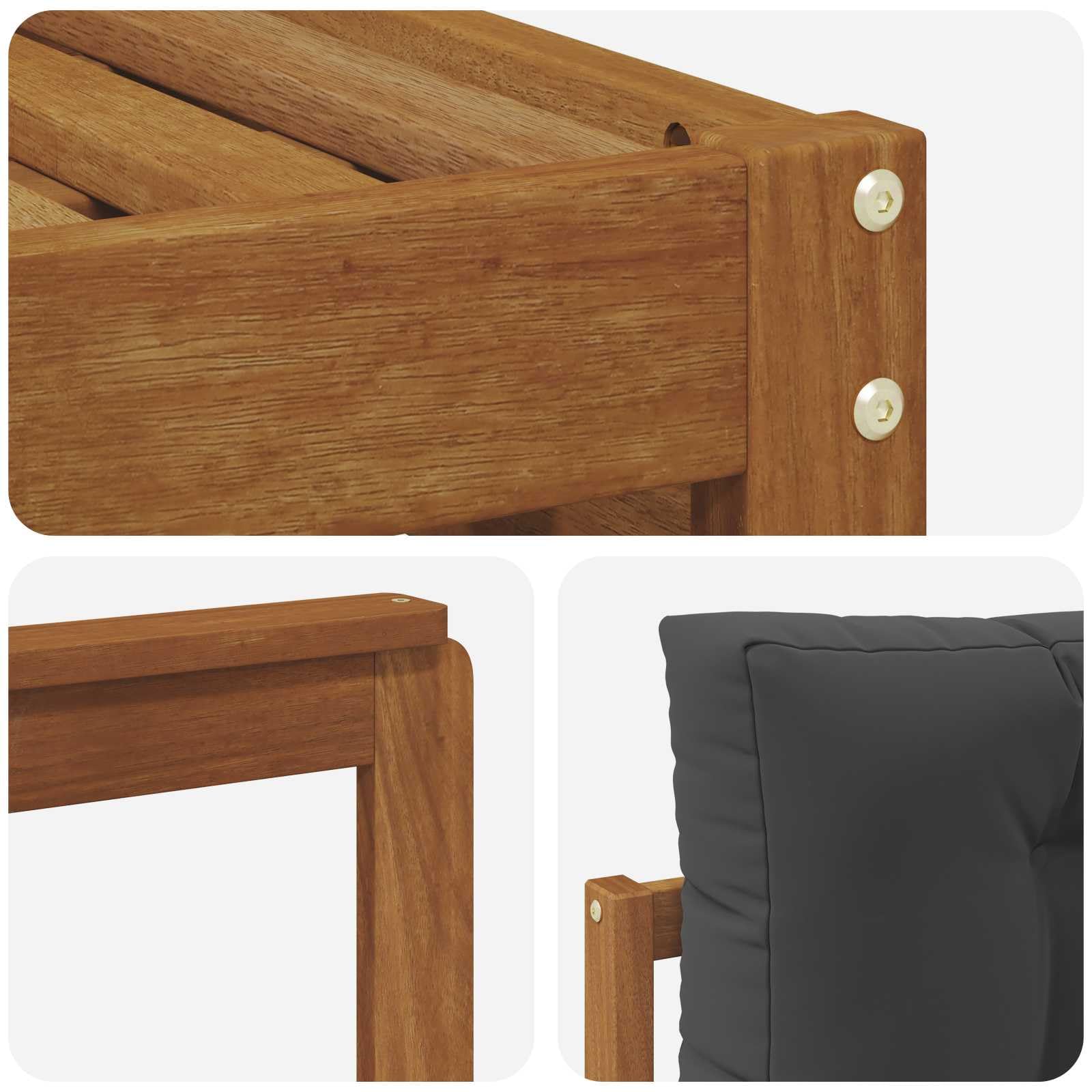 vidaXL Zestawy sof 7 pcs Naturalny i Antracytowy Lite Drewno Akacji, Ogród, Wygodny zestaw wypoczynkowy, Siedzenie na zewnątrz, Patio, Nowoczesny taras, Meble wygodne