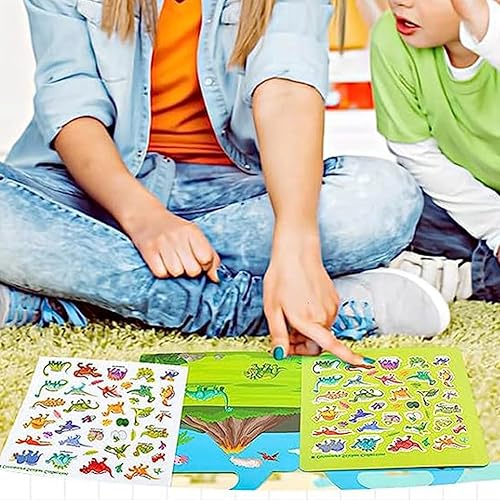 Miniatura 6 de Libro de calcomanías reutilizables para niños de 2 a 4 años, calcomanías de dinosaurio, juguetes educativos de aprendizaje, calcomanías de viaje,