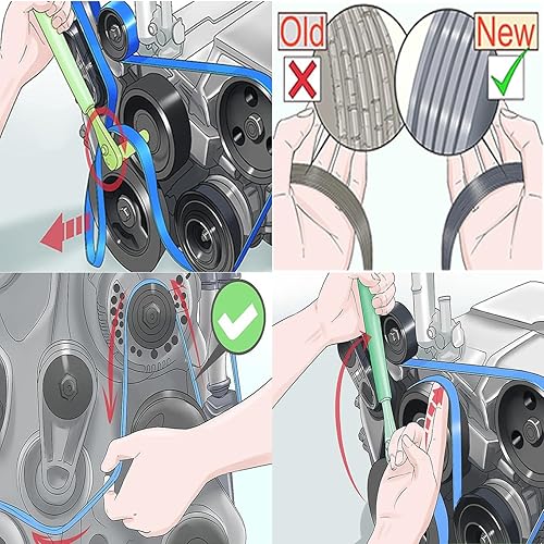 Miniatura 8 de 6PK2285 Cinturón de serpentina 6 varillas de 89.96 pulgadas para Terraza 2005 Thunderbird 1988 Cherokee 1982 CJ5 1982 CJ7 1982 Scrambler 1982