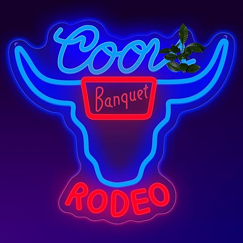 Miniatura 7 de ADS JIE Western Decor - Letrero de neón de vaquero  9 ajustes de brillo alimentado por USB, luz de calavera de vaca, letrero Busch, Crs Bull Led