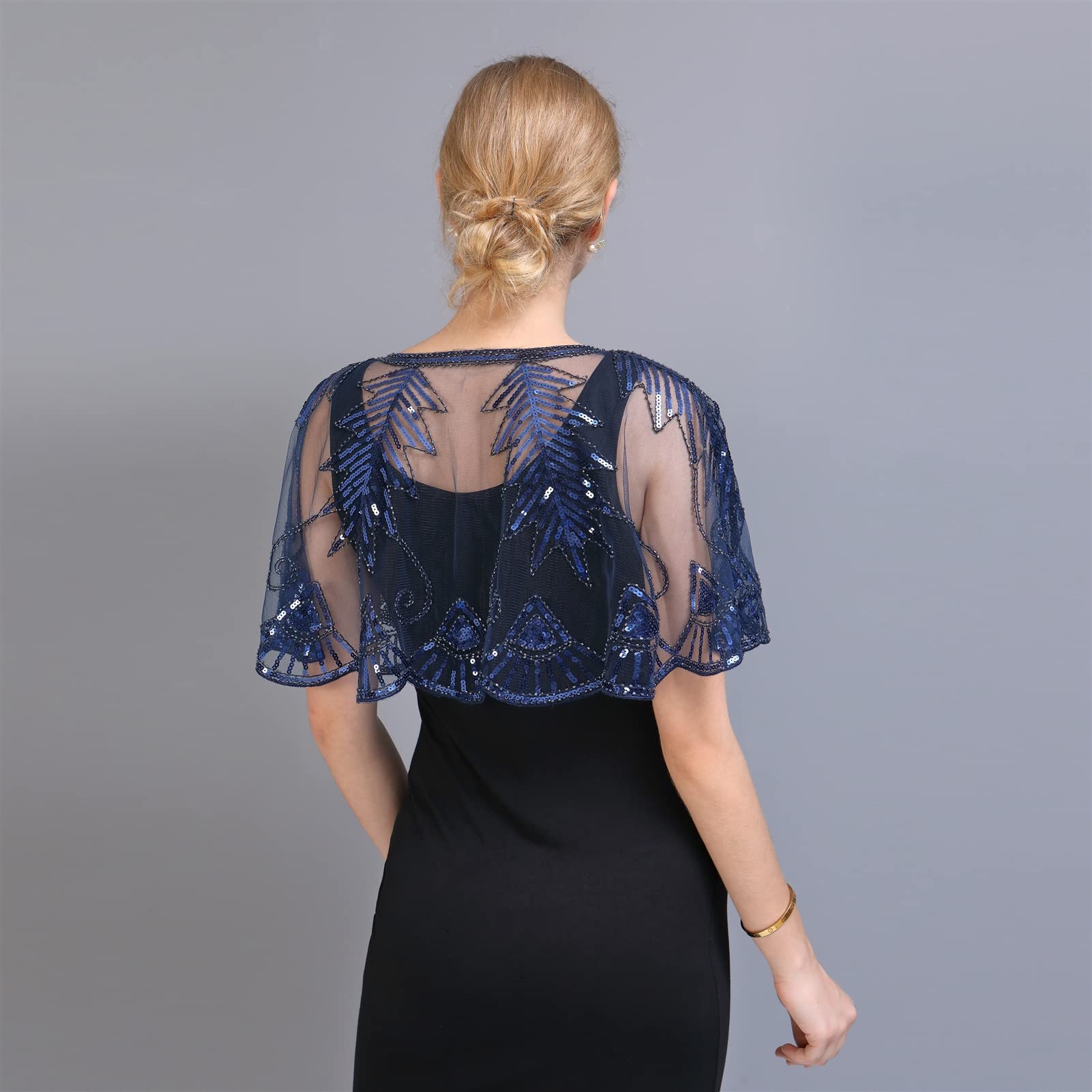 GIBZ Donna Scialle con Paillettes Elegante Abiti da Sera 1920's Cardigan Morbido Vintage Stole