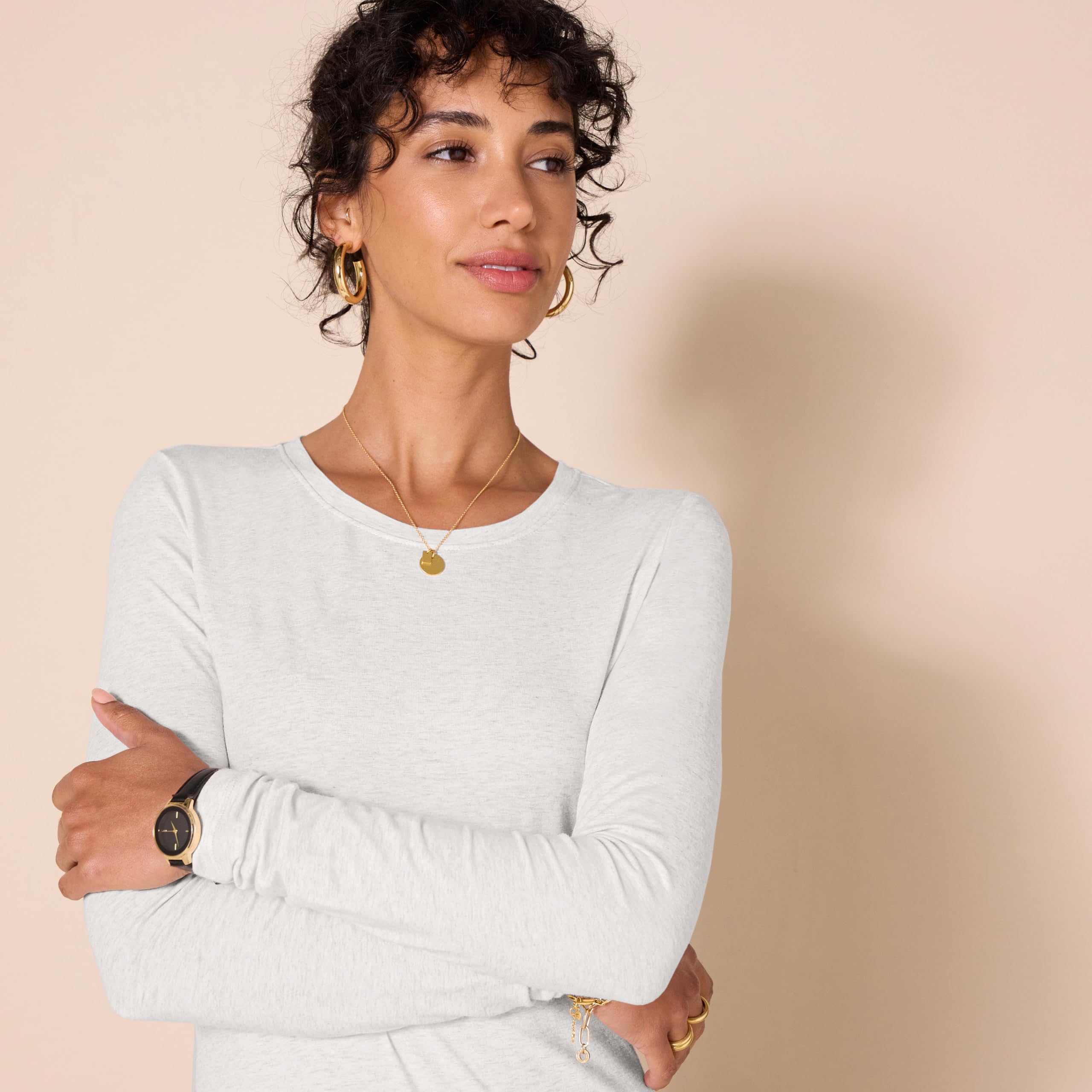 Amazon Essentials T-Shirt Girocollo a Maniche Lunghe, vestibilità Classica (Disponibile in Taglie Forti) Donna