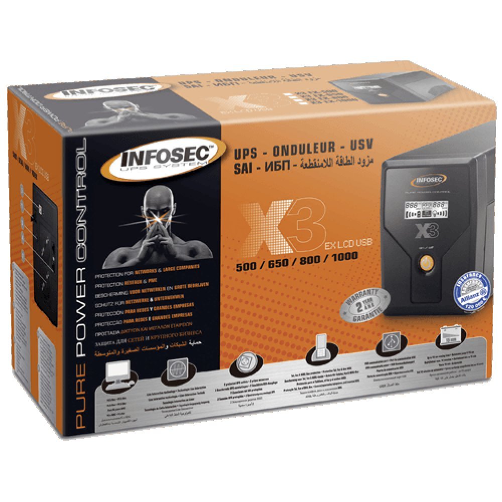Infosec Onduleur Line Interactive 650 VA 2 Prises FR / SCHUKO -- Garantie 2 ans --