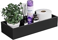 ZHWS Black Bamboo Toilet Tank Tray 15x6x3 - Large Bathroom Organizer Basket for Toiletries, Towels, TP Storage & Counter Decor