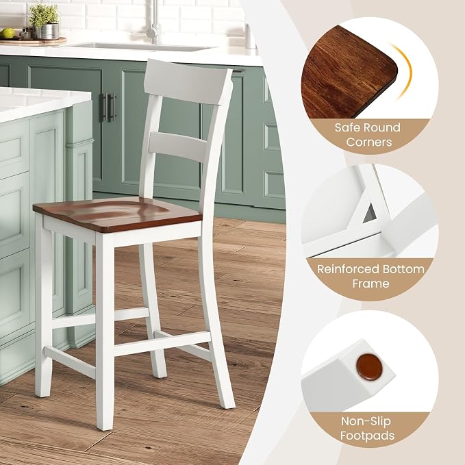 Butaco de madera blanco set 2 unidades 24.5 pulg alto miniatura 7