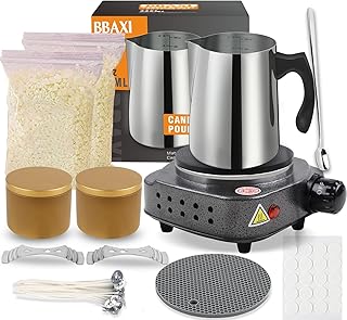 Candle Making Kit with Electronic Hot Plate,Candle Wax Melter for Melting Wax,Including Melting Pot, Wax Melter hot Plate,1lb Soy Wax,Stain Spoon,Cotton Wicks,Center Devices,Wick Stickers