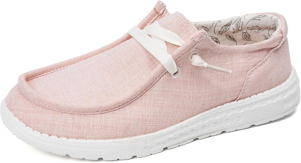 Women's Canvas Loafers, Comfortable Slip-On Walking Shoes | Breathable Fabric Upper, Flexible Boat-Shoe Styling, Easy On and Off for Errands, Travel, Commuting and Everyday Wear