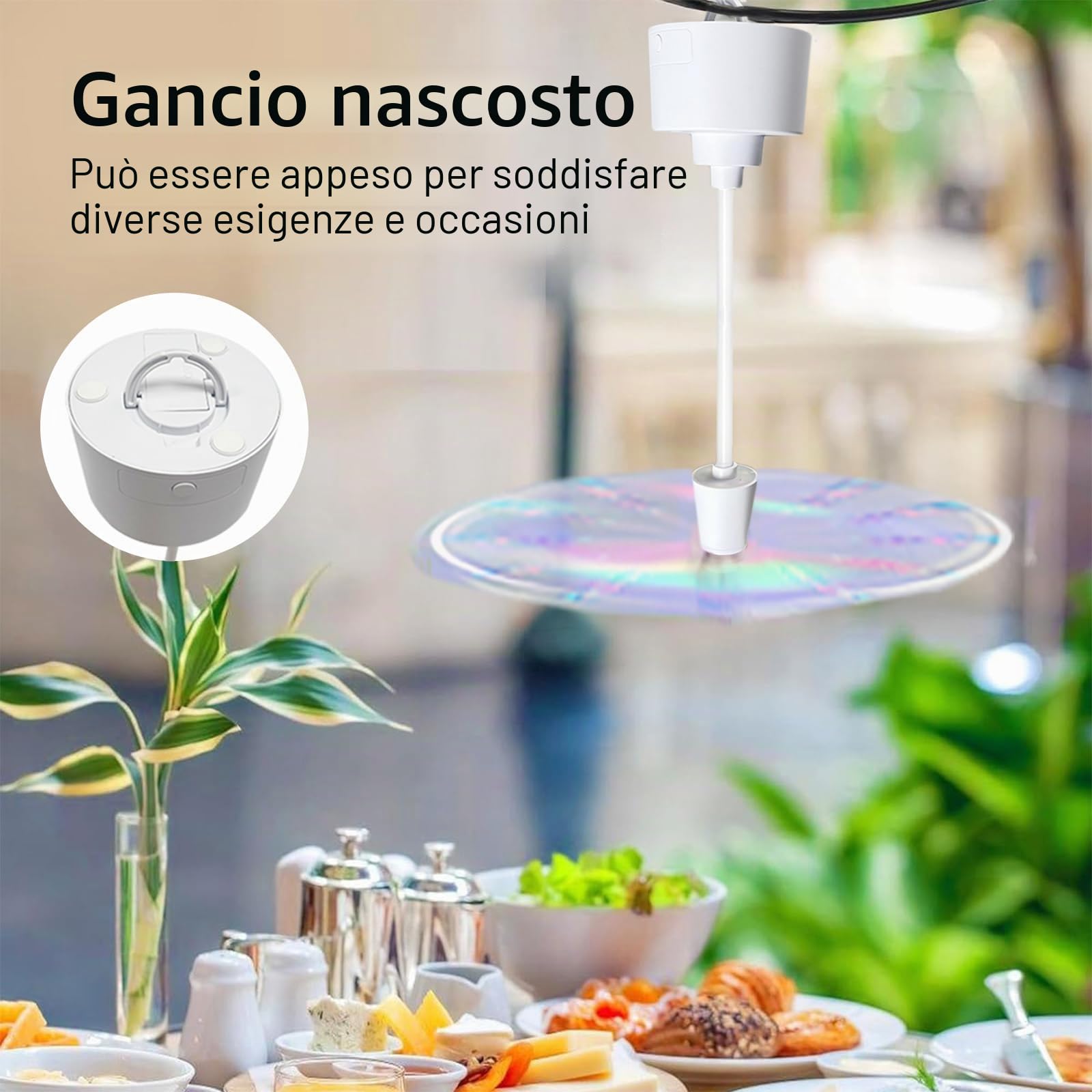 Ventilatore Repellente per Mosche, 4 Pezzi Telecomando per Trappola per Zanzare Con Collo d'Oca Pieghevole a 360° Luce Led Eliminazione Fisica Degli Insetti Con Gancio per Appendere per Feste Picnic