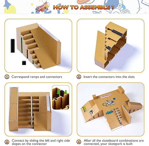 Miniatura 4 de Juego de 23 rampas para patinetas de dedos, kit de parque de patinaje para dedos, mini juego de juguete con diapasones, bicicleta, scooters, mini