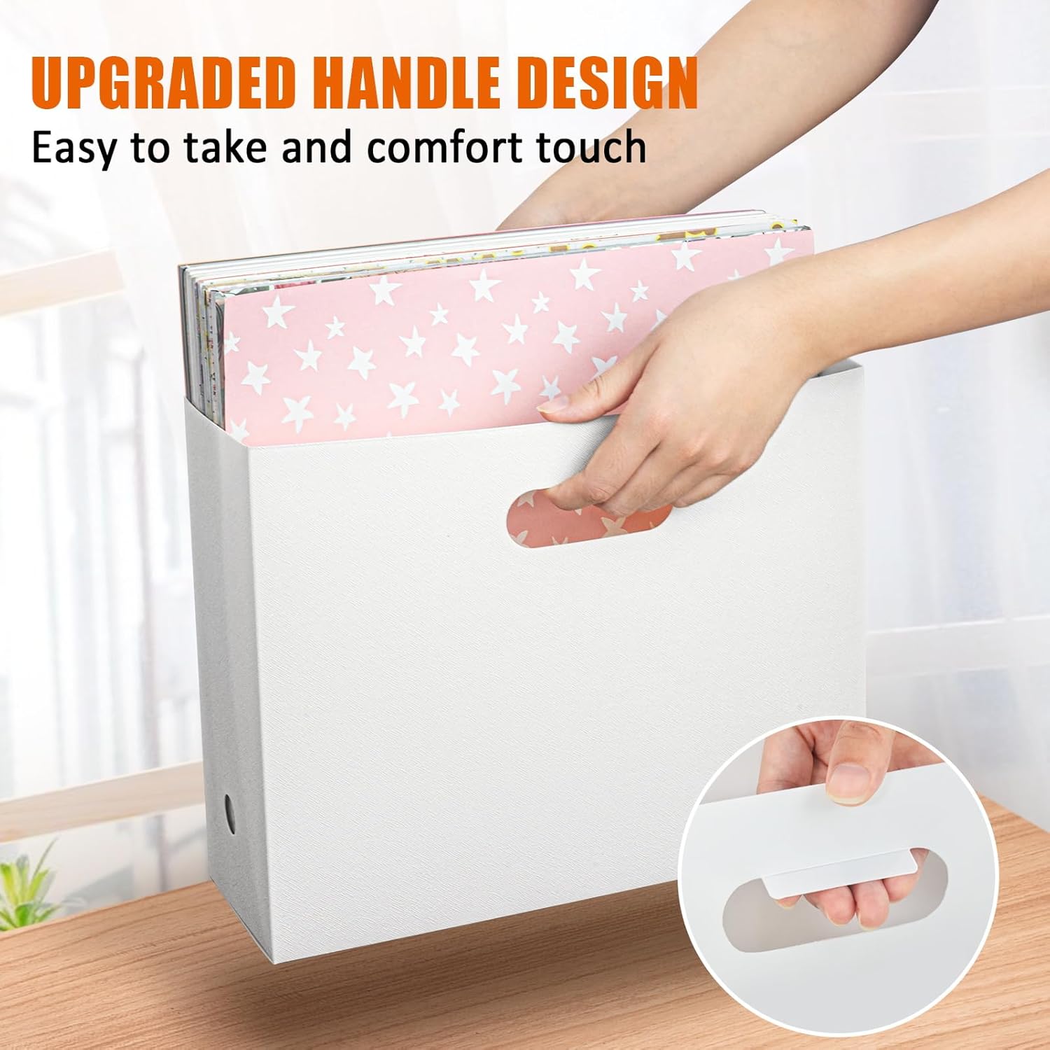 tutata Foldable Scrapbook Paper Storage Organizer, 12x12 Scrapbook Paper Storage, Plastic File Organizer, White, 3 Pack