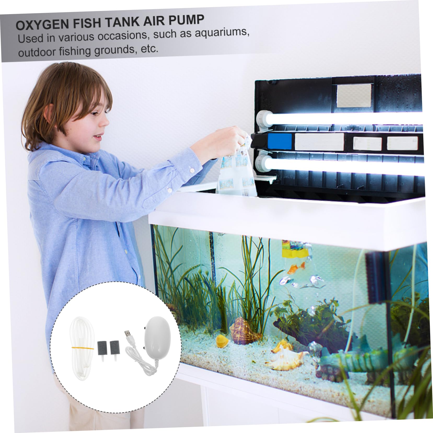 SUPVOX USB Aquarium Pump Portable Fish Tank Oxygen Pump Compact Durable Design Easy to Use Carry for Home Aquariums