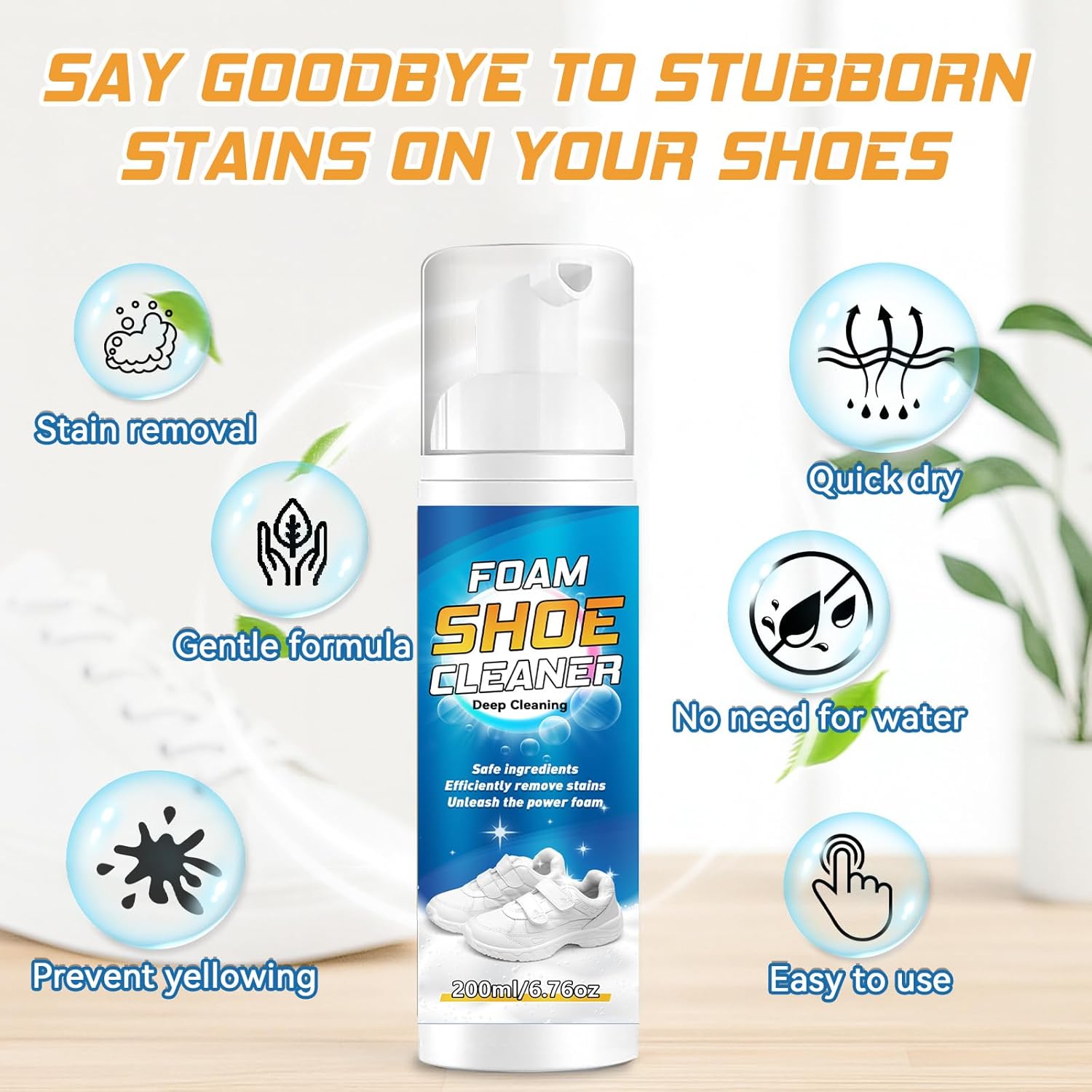Shoe Cleaner Kit 6.76Oz, Sneaker Cleaner Foam With Brush & Towel, Deep Cleaning Formula and Shoe Cleaning Kit for Suede, Leather, Knit, Boots, Canvas, PU thumbnail