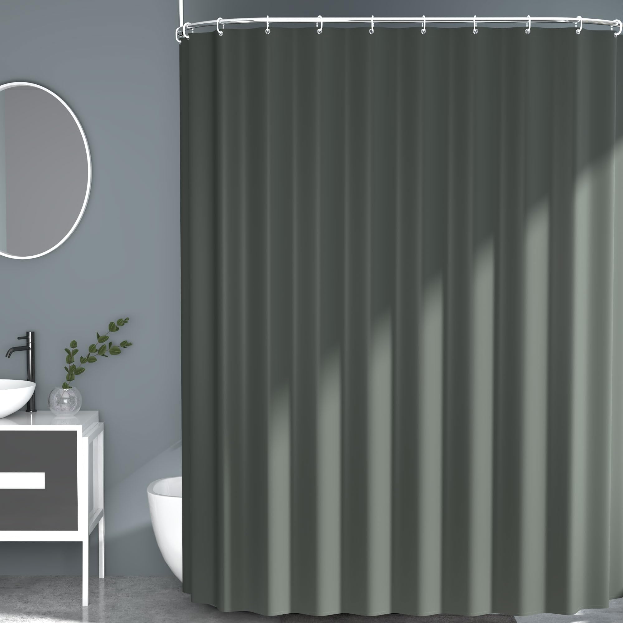 AwmnSrman Grey Shower Curtain - Shower Curtains for Bathroom with 12 Shower Curtains Hooks, Quick-Drying Modern Elegant Design Polyester W 180 x L 200cm (W 70.9" x L 78.7")