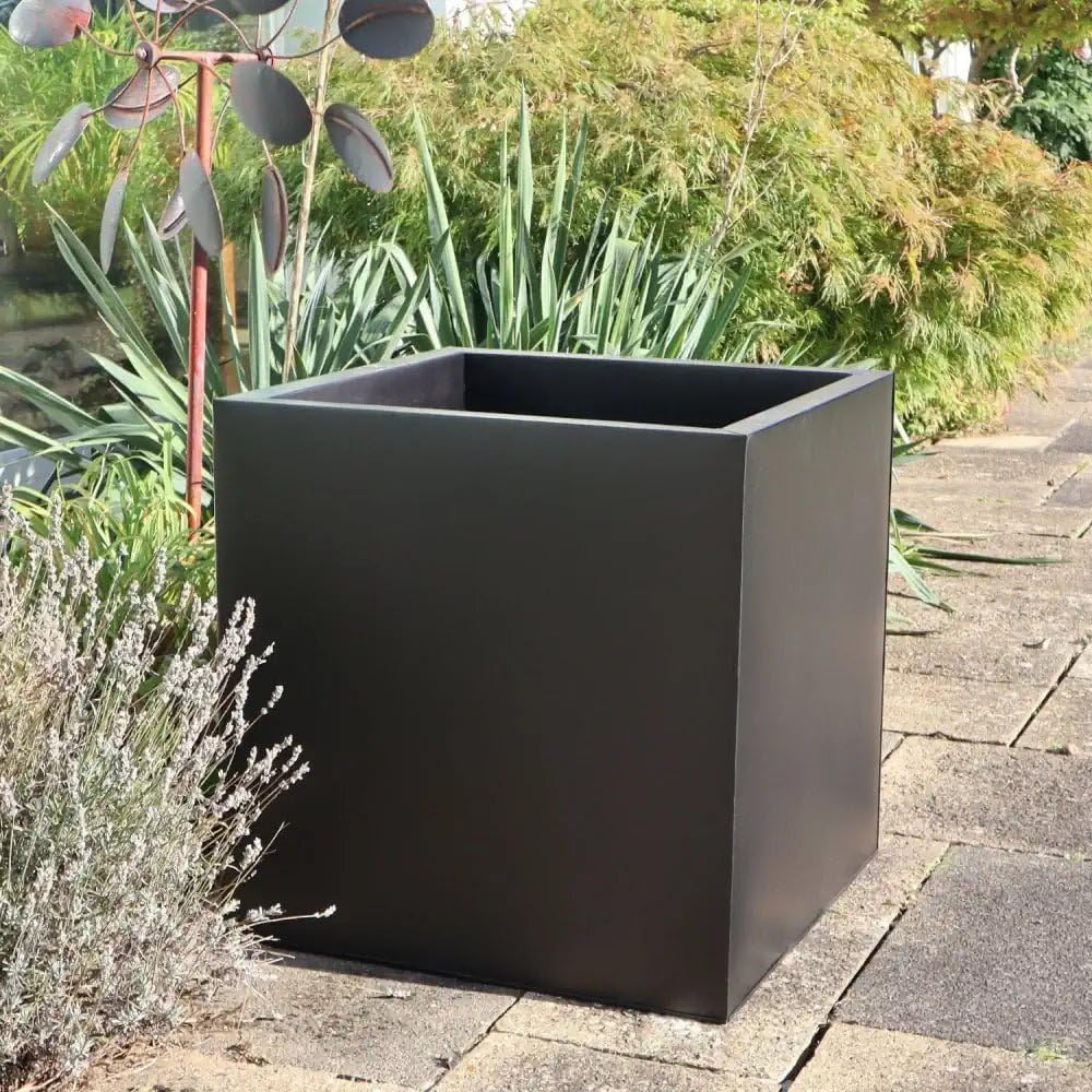 Tulipy Matte Black 60Cm/50Cm/40Cm/30Cm Zinc Galvanised Square Planter | No Assembly Needed | Lightweight (, L50cm X W50cm X H50cm)