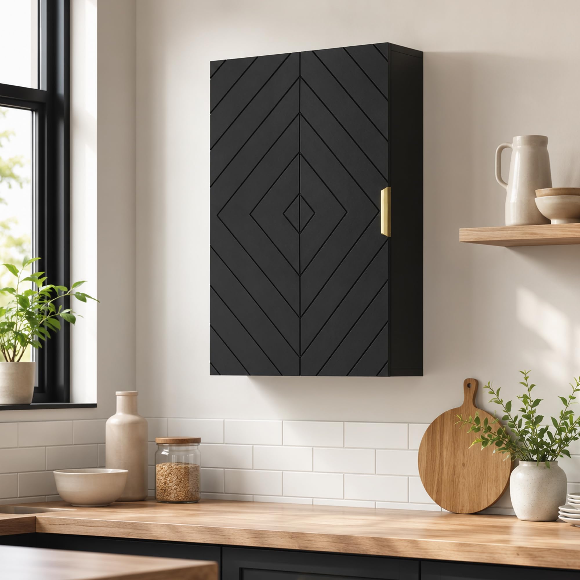 kleankin Armoire Murale de Salle de Bain Dim. 40L x 15l x 60H cm Noir
