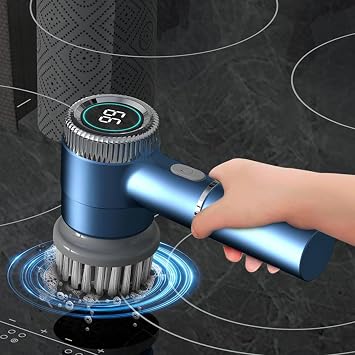 Electric Spin Scrubber,5 Heads Handheld Power Scrubber Electric Cleaning Brush,3 Adjustable Speeds Waterproof Electric Spin Scrubber Cordless Brush for Kitchen Bathroom Tile Bathtub,Toilet,Window