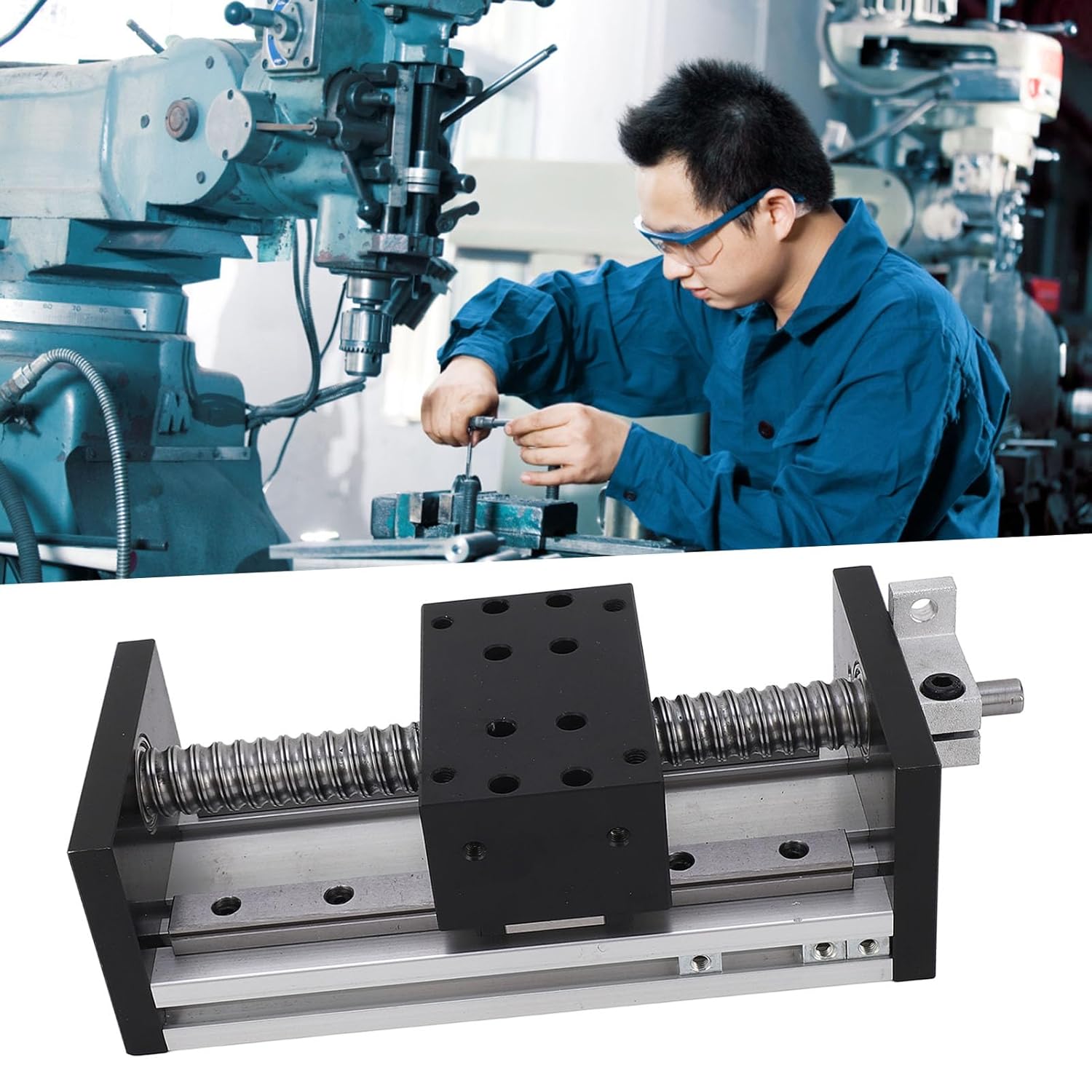 Linear Motion Actuators X, CNC Linear Stage Motion Rail Actuator Linear Motion Actuator Y Z Axis Aluminum Alloy Linear Actuator Kit for Milling Machines, Lathes and Grinders