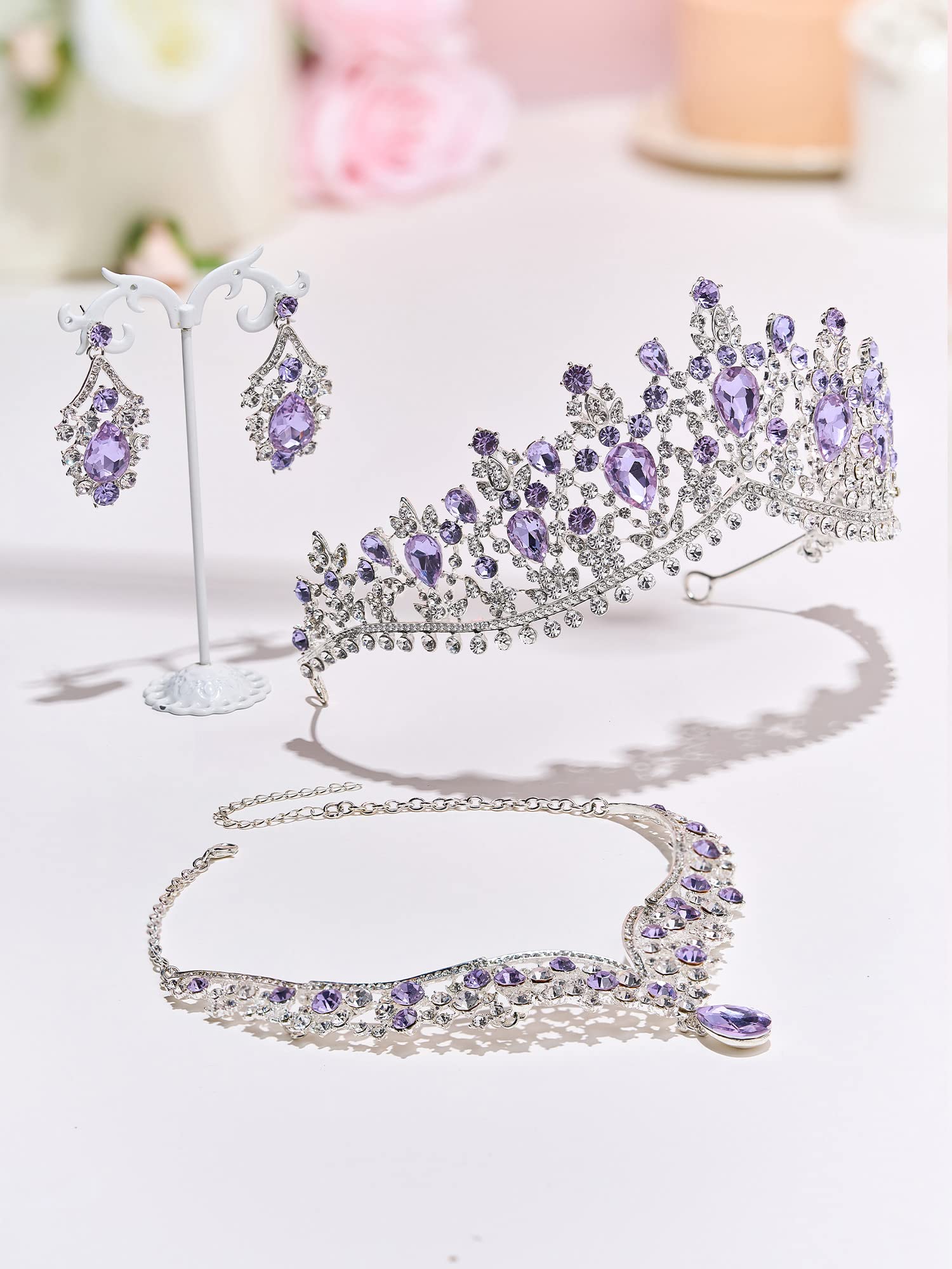 Purple Crystal Crown, Quinceanera Crown, Silver Wedding Tiara, Bridal Headpiece Amazon.com: TOBATOBA Tiaras for Women, Dark Purple Tiara  main image 2