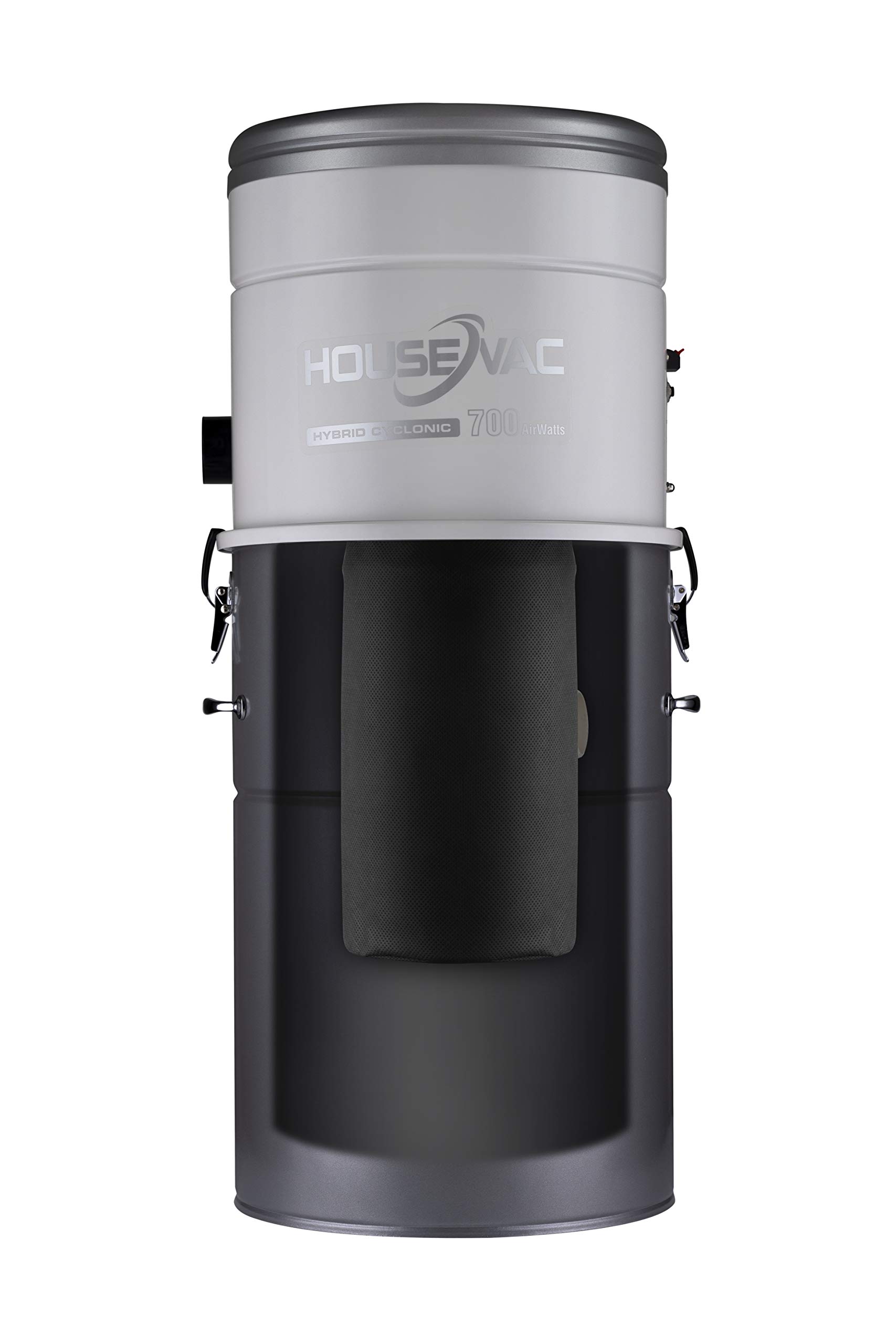 Zentralstaubsauger Staubsaugeranlage HV-700ST-35H Zentralstaubsauger Set mit 12m Schlauch zubehör 700 AirWatts Ametek Motor-1700W 2 Turbinen Soft Start/Stop Hybridzyklonfiltration
