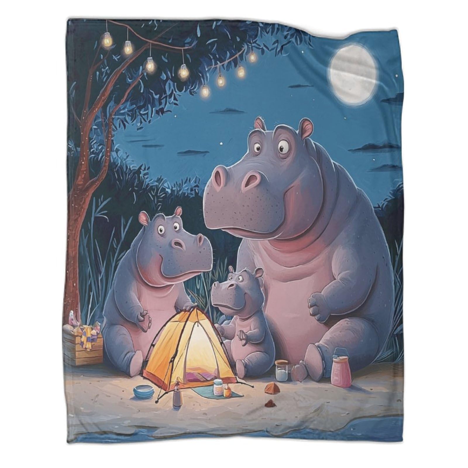 Couverture pour hippopotame en flanelle double face 200x230cm pour canapé