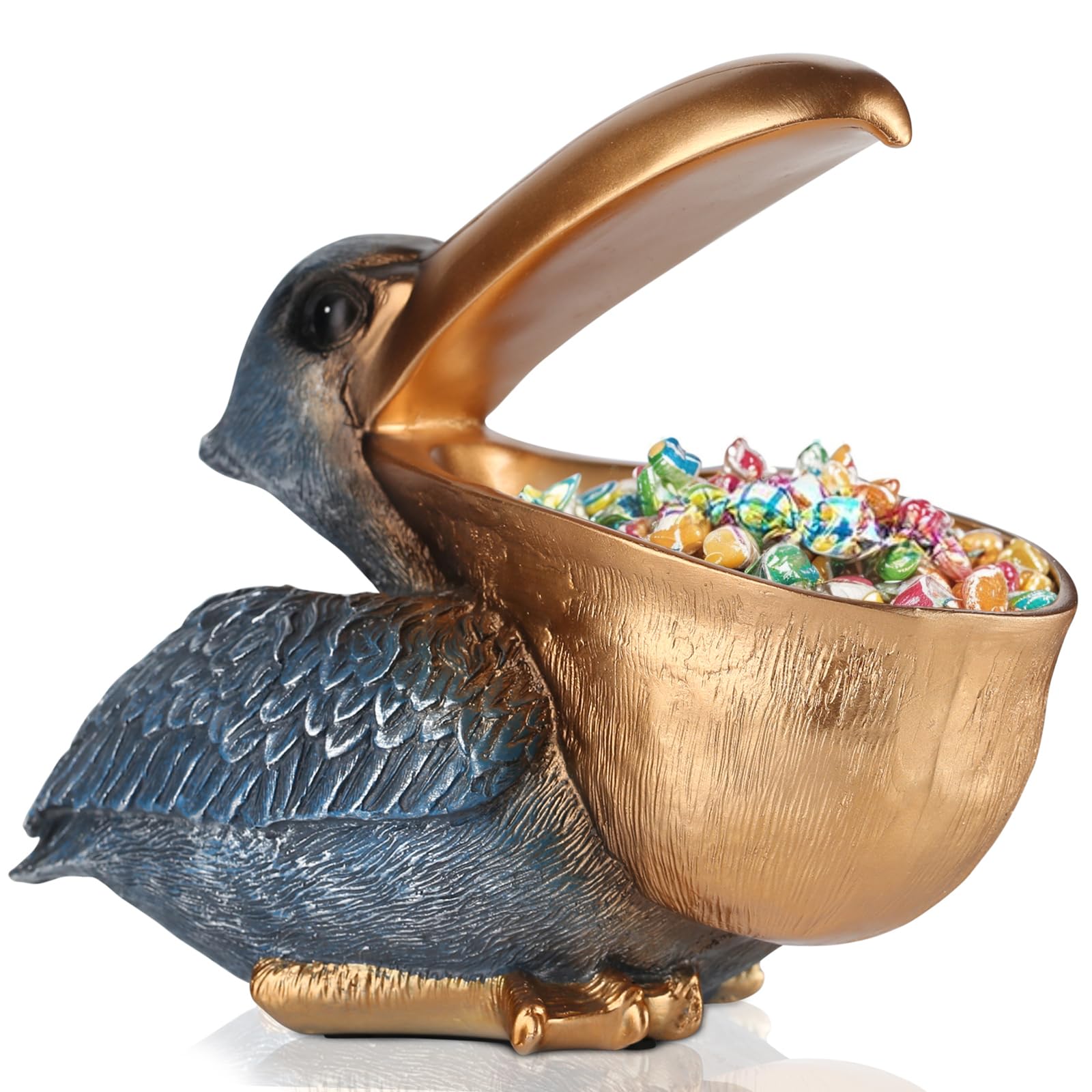 Photo 1 of PlivBloom Pelican Key Holder Statues,Fun Animal Hippo Candy Dish,Candy Dish for Office Desk Unique,Modern Key Holder for Pelican Figurine,Suitability Desk candy bowl and Entry Table Decor Items(Gold1)