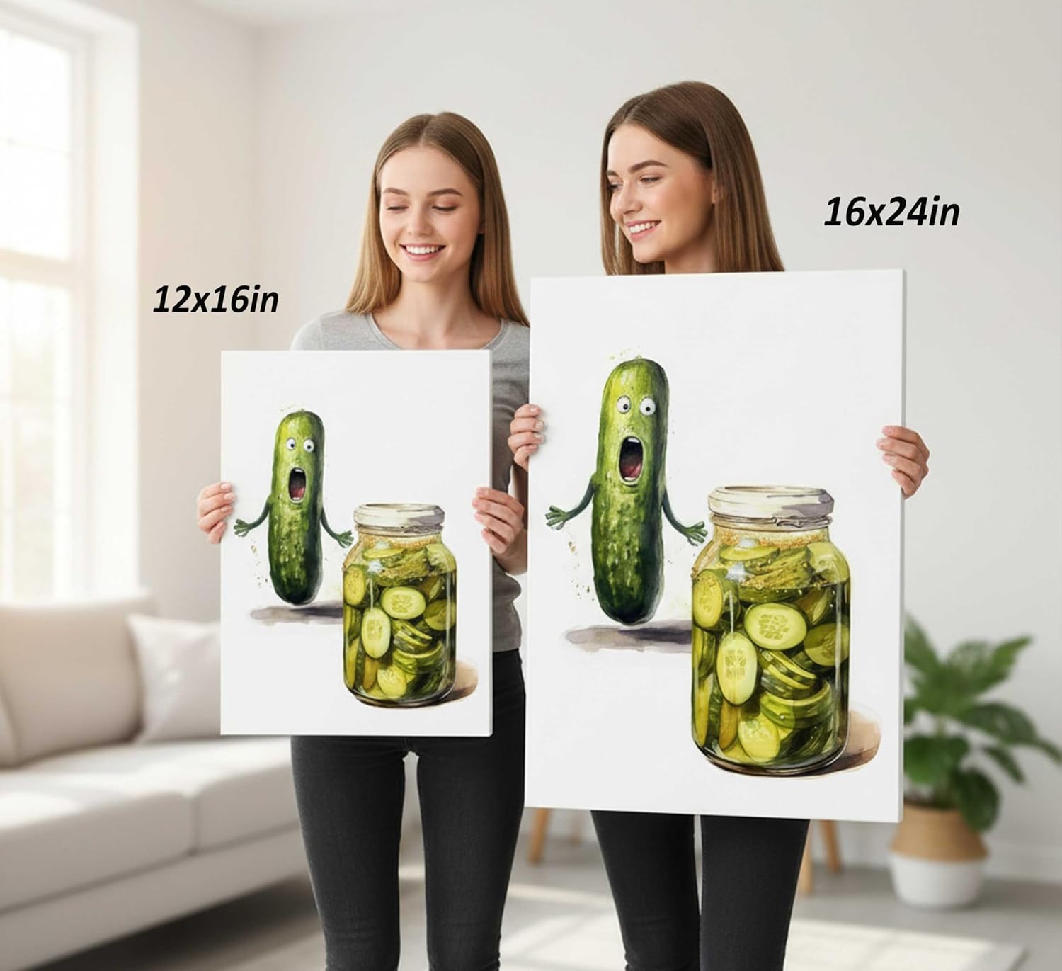 HLEOXPY Funny Pickle Kitchen Canvas Wall Art 12x16in image 5