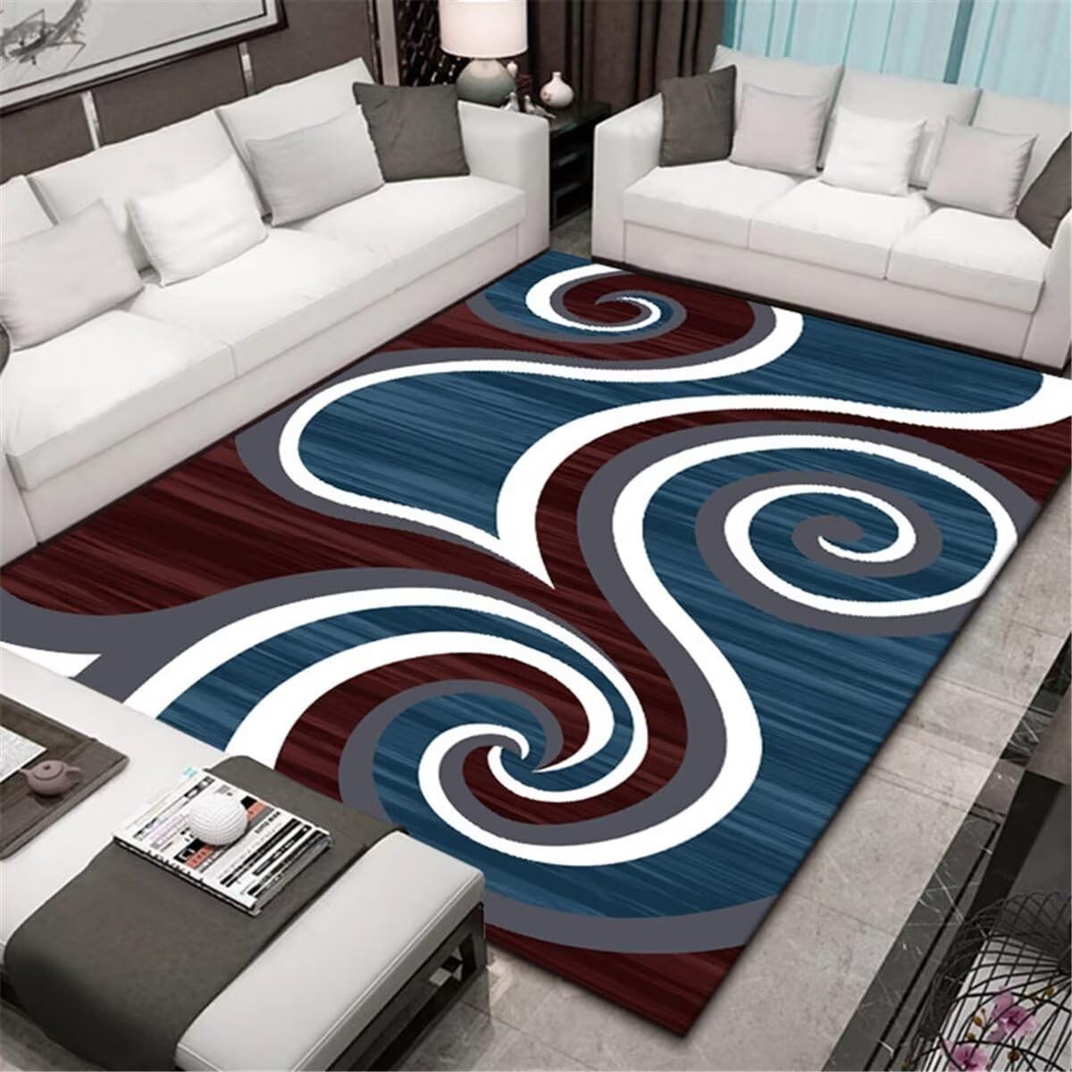 Tapis pour chien 180x280cm rouge et bleu à motif géométrique pour chambre